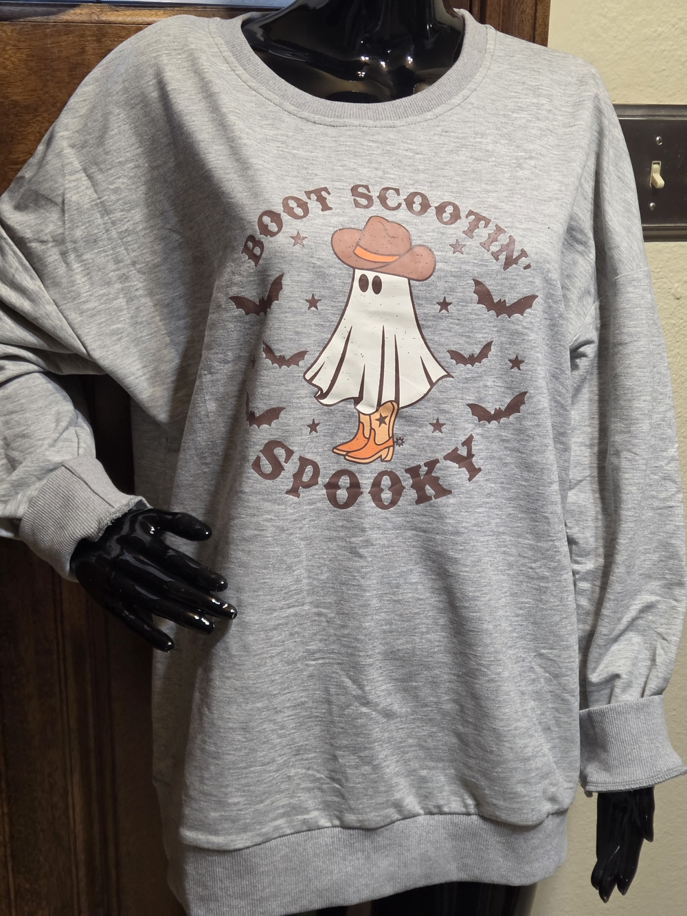 NWT Woman's Gray "Boot Scootin' Spooky" Graphic Sweatshirt